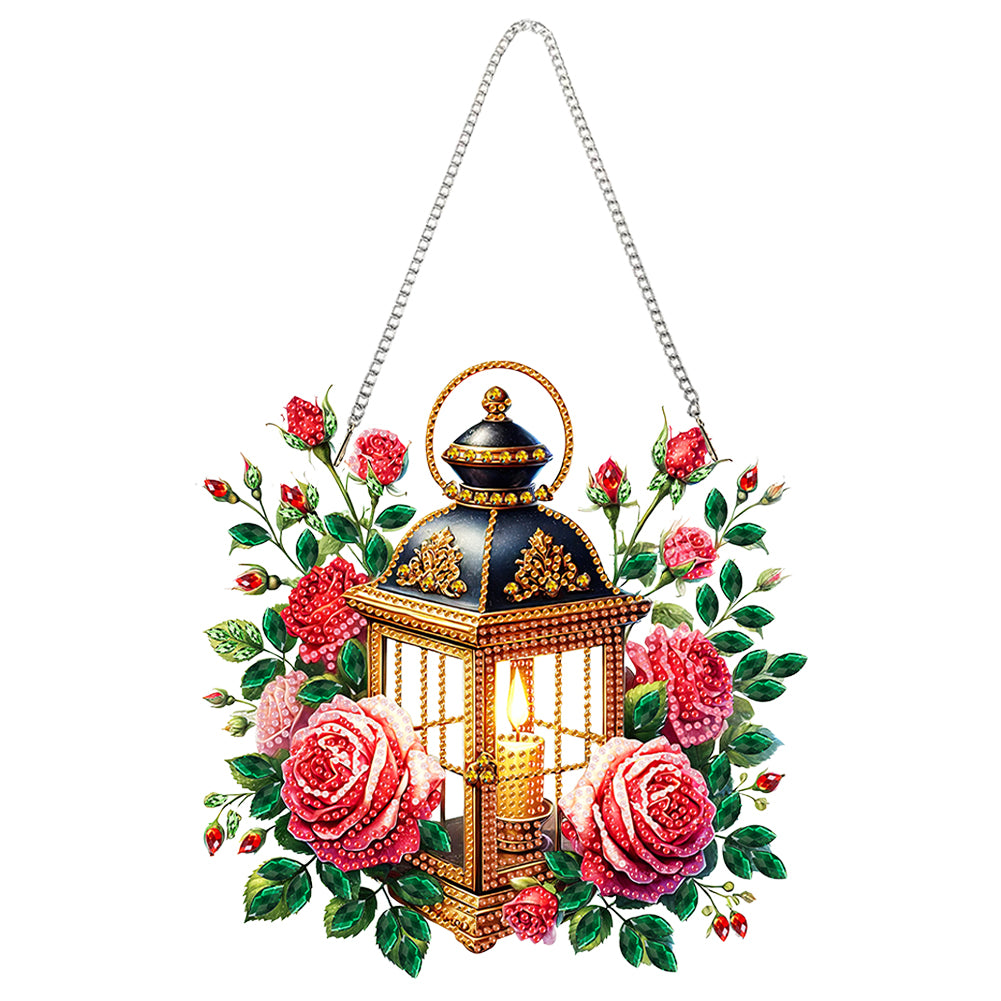 Acrylic Special Shape Flowers Lantern Diamond Painting Hanging Ornaments
