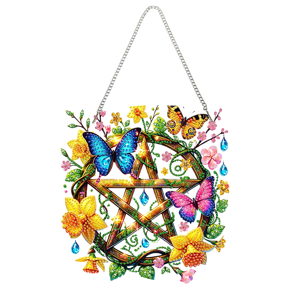 Acrylic Special Shape Pentacle Garland Diamond Painting Hanging Ornaments