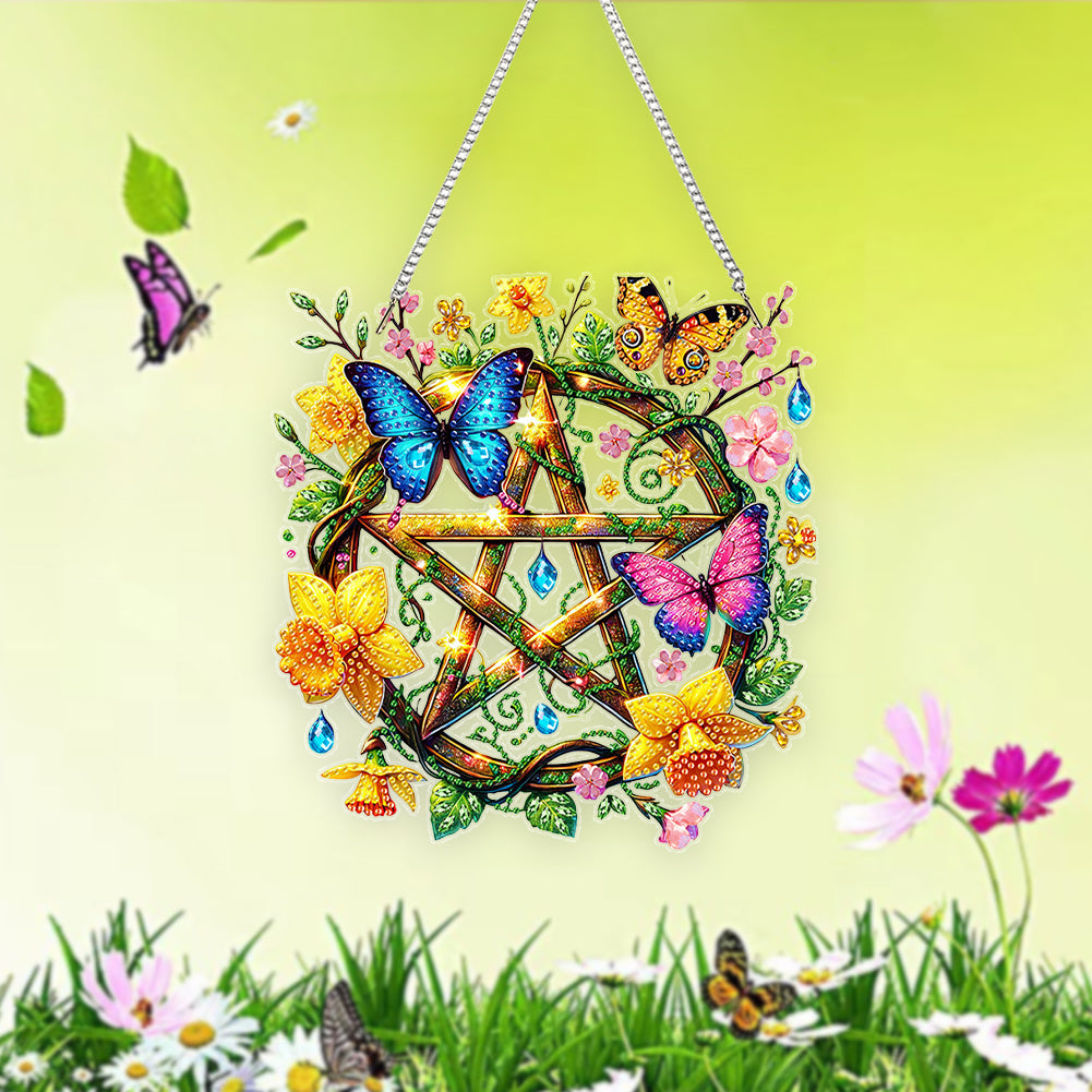 Acrylic Special Shape Pentacle Garland Diamond Painting Hanging Ornaments