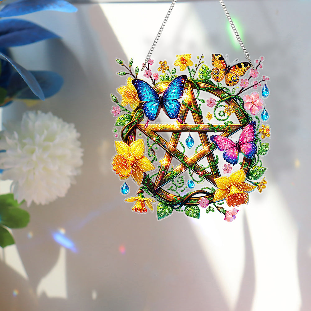 Acrylic Special Shape Pentacle Garland Diamond Painting Hanging Ornaments