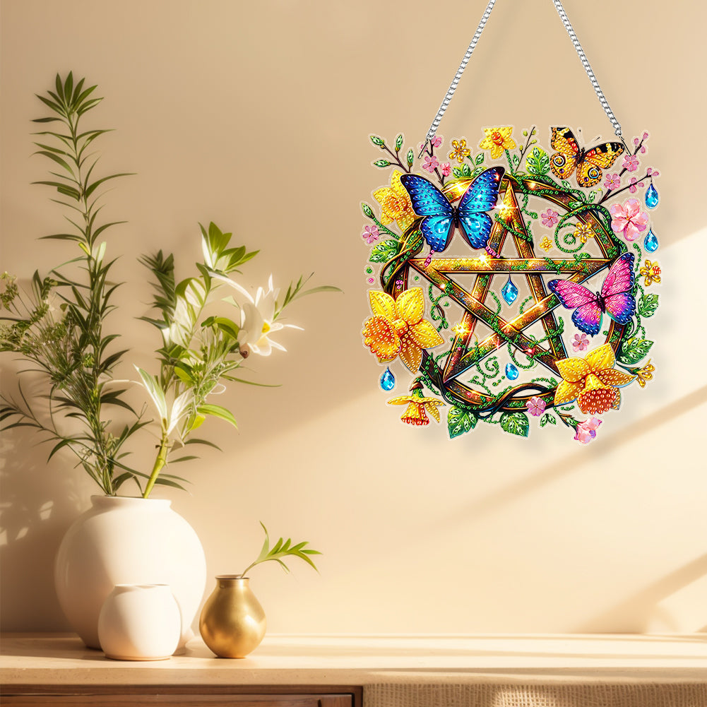 Acrylic Special Shape Pentacle Garland Diamond Painting Hanging Ornaments