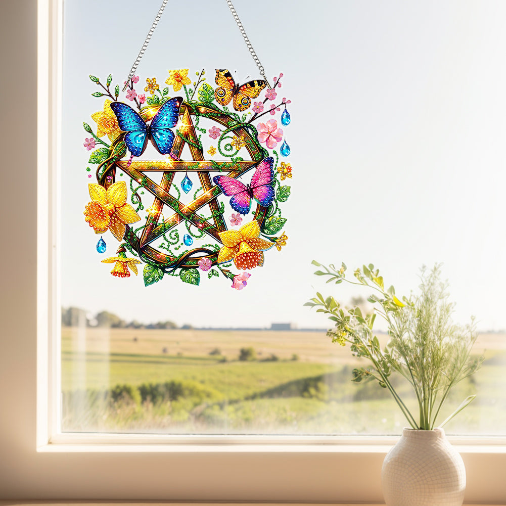 Acrylic Special Shape Pentacle Garland Diamond Painting Hanging Ornaments