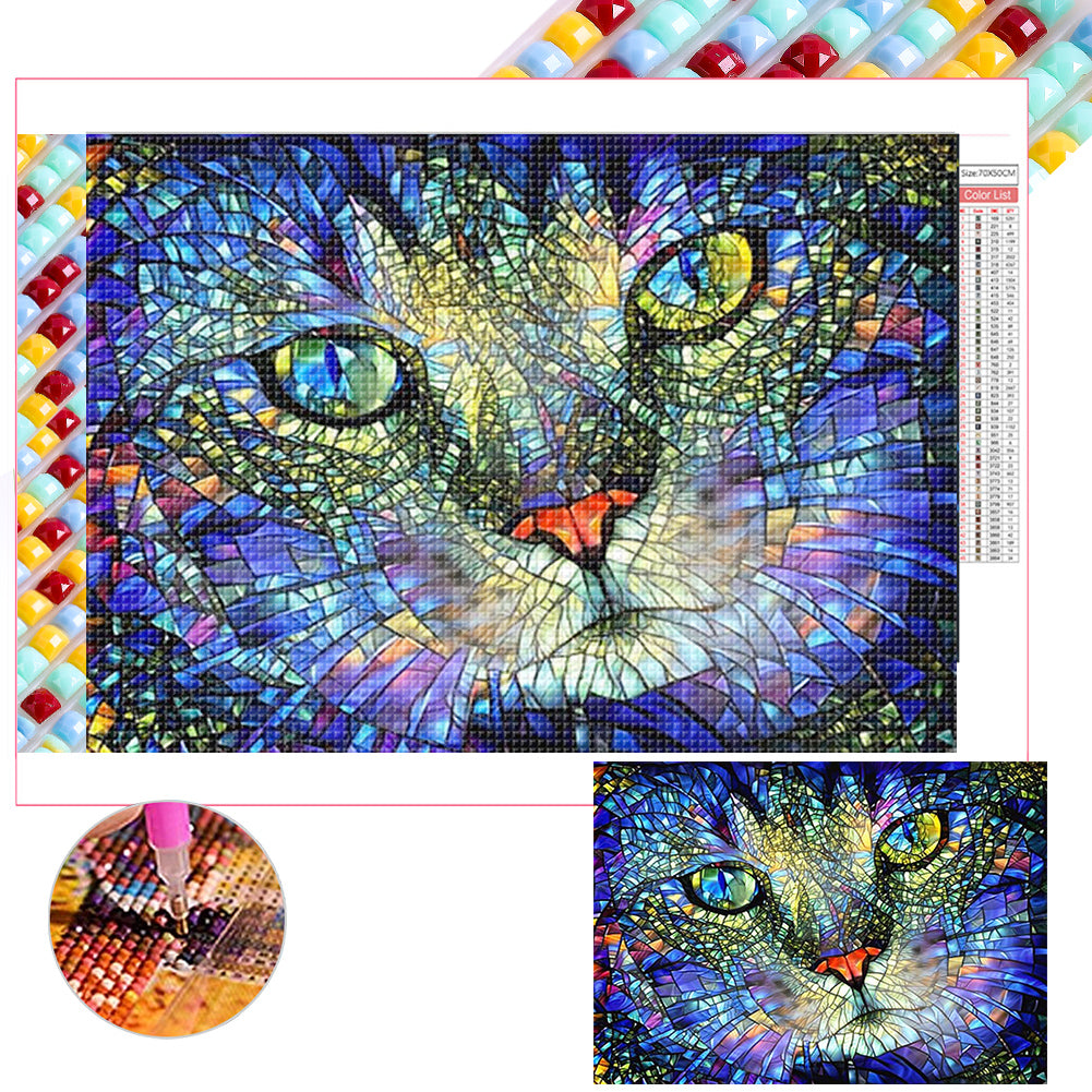 Diamond Painting - Full Square - Kitten glass art (70*50CM)