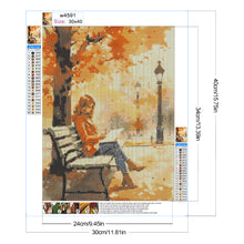 Load image into Gallery viewer, Diamond Painting - Full Round - Girl reading under autumn tree (30*40CM)
