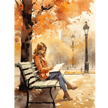 Load image into Gallery viewer, Diamond Painting - Full Round - Girl reading under autumn tree (30*40CM)

