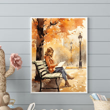 Load image into Gallery viewer, Diamond Painting - Full Round - Girl reading under autumn tree (30*40CM)
