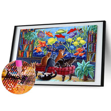 Load image into Gallery viewer, Diamond Painting - Full Round - Cat looking at fish tank (40*60CM)

