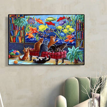 Load image into Gallery viewer, Diamond Painting - Full Round - Cat looking at fish tank (40*60CM)
