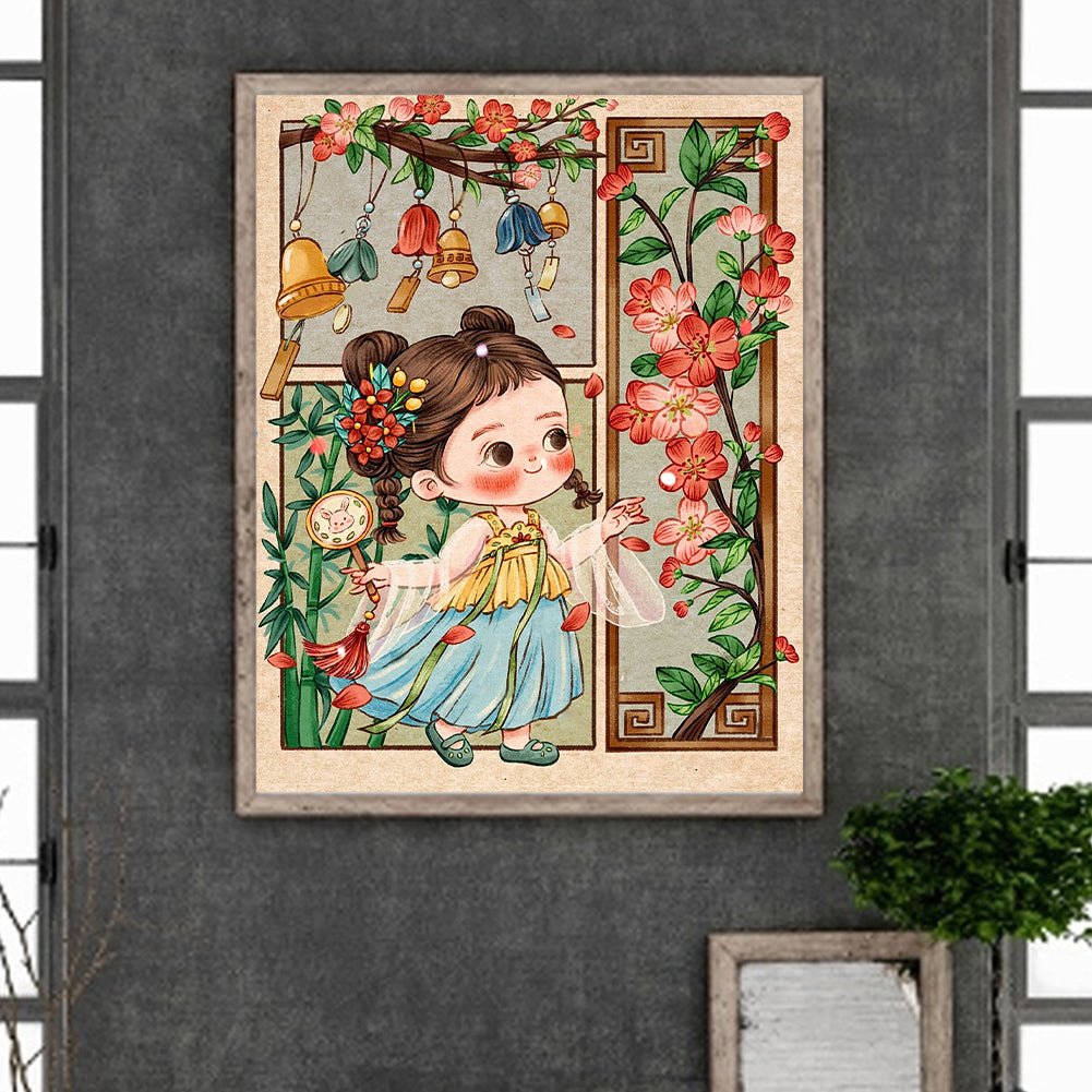 Diamond Painting - Full Round - Ancient cartoon girl (40*50CM)