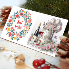 Load image into Gallery viewer, 6Pcs Birthday Wishes Rhinestone Painting Card Kit Diamond Painting Greeting Card
