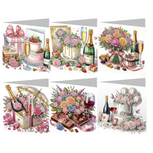 Load image into Gallery viewer, 6Pcs Birthday Wishes Rhinestone Painting Card Kit Diamond Painting Greeting Card
