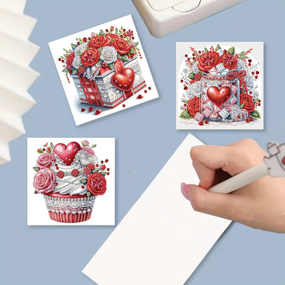 6Pcs Birthday Wishes Rhinestone Painting Card Kit Diamond Painting Greeting Card