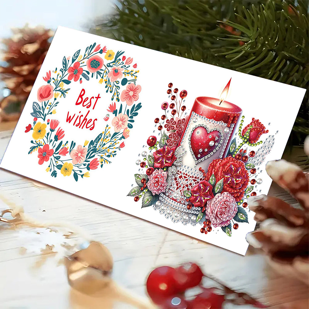 6Pcs Birthday Wishes Rhinestone Painting Card Kit Diamond Painting Greeting Card