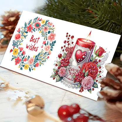 6Pcs Birthday Wishes Rhinestone Painting Card Kit Diamond Painting Greeting Card