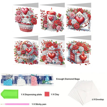 6Pcs Birthday Wishes Rhinestone Painting Card Kit Diamond Painting Greeting Card