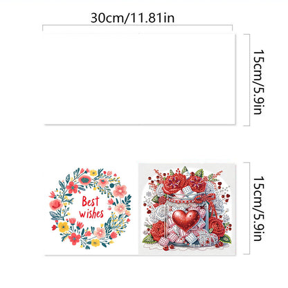 6Pcs Birthday Wishes Rhinestone Painting Card Kit Diamond Painting Greeting Card