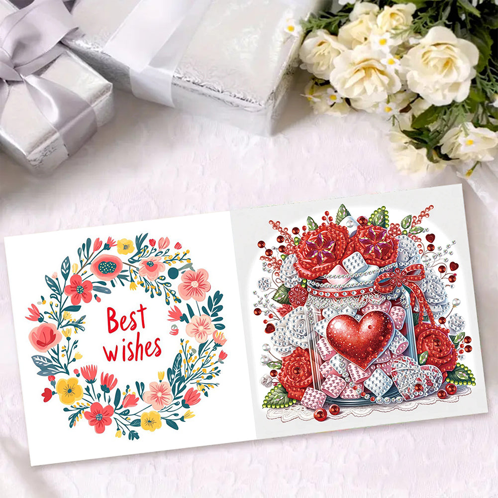 6Pcs Birthday Wishes Rhinestone Painting Card Kit Diamond Painting Greeting Card