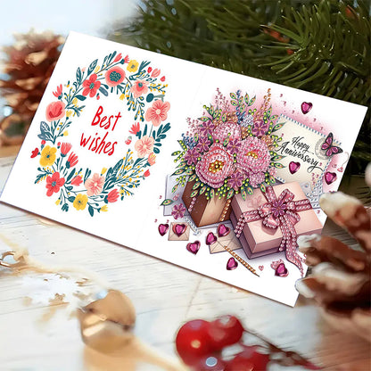 6Pcs Birthday Wishes Rhinestone Painting Card Kit Diamond Painting Greeting Card