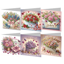 Load image into Gallery viewer, 6Pcs Birthday Wishes Rhinestone Painting Card Kit Diamond Painting Greeting Card
