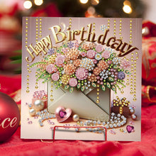 Load image into Gallery viewer, 6Pcs Birthday Wishes Rhinestone Painting Card Kit Diamond Painting Greeting Card
