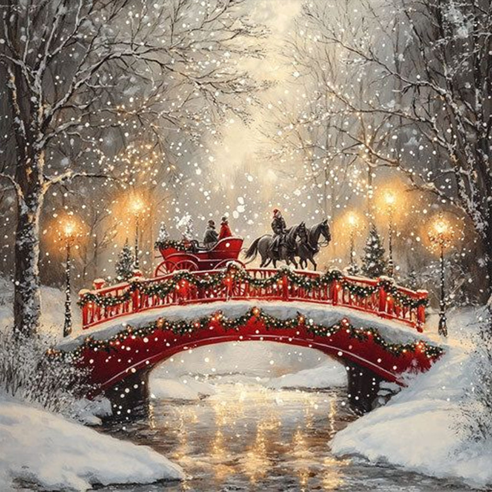 Diamond Painting - Full Round - Snowy bridge (30*30CM)