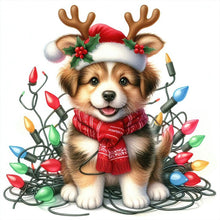 Load image into Gallery viewer, Diamond Painting - Full Round - Santa hat puppy (30*30CM)
