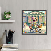 Load image into Gallery viewer, AB Diamond Painting - Full Round - Girl Riding A Bicycle In Winter (40*40CM)
