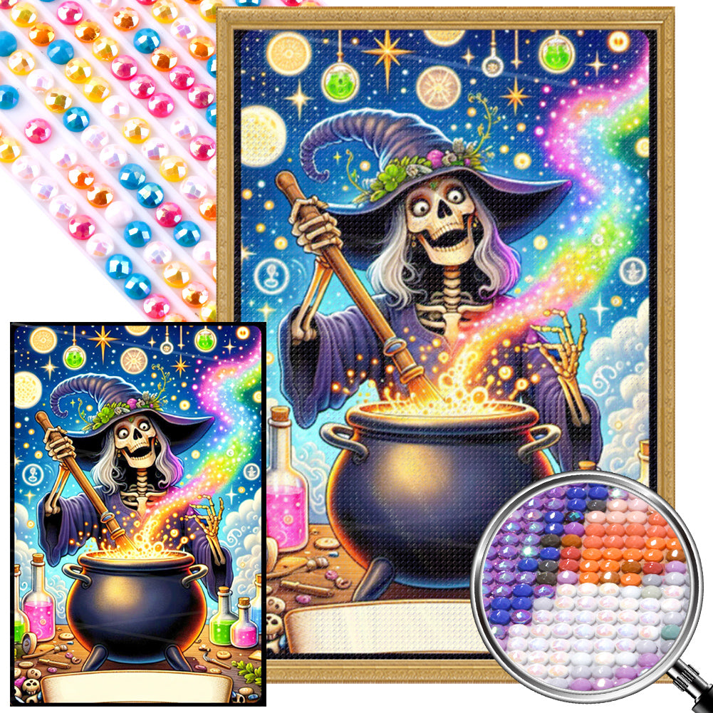 AB Diamond Painting - Full Round - Skeleton Witch Brewing Medicine (40*60CM)