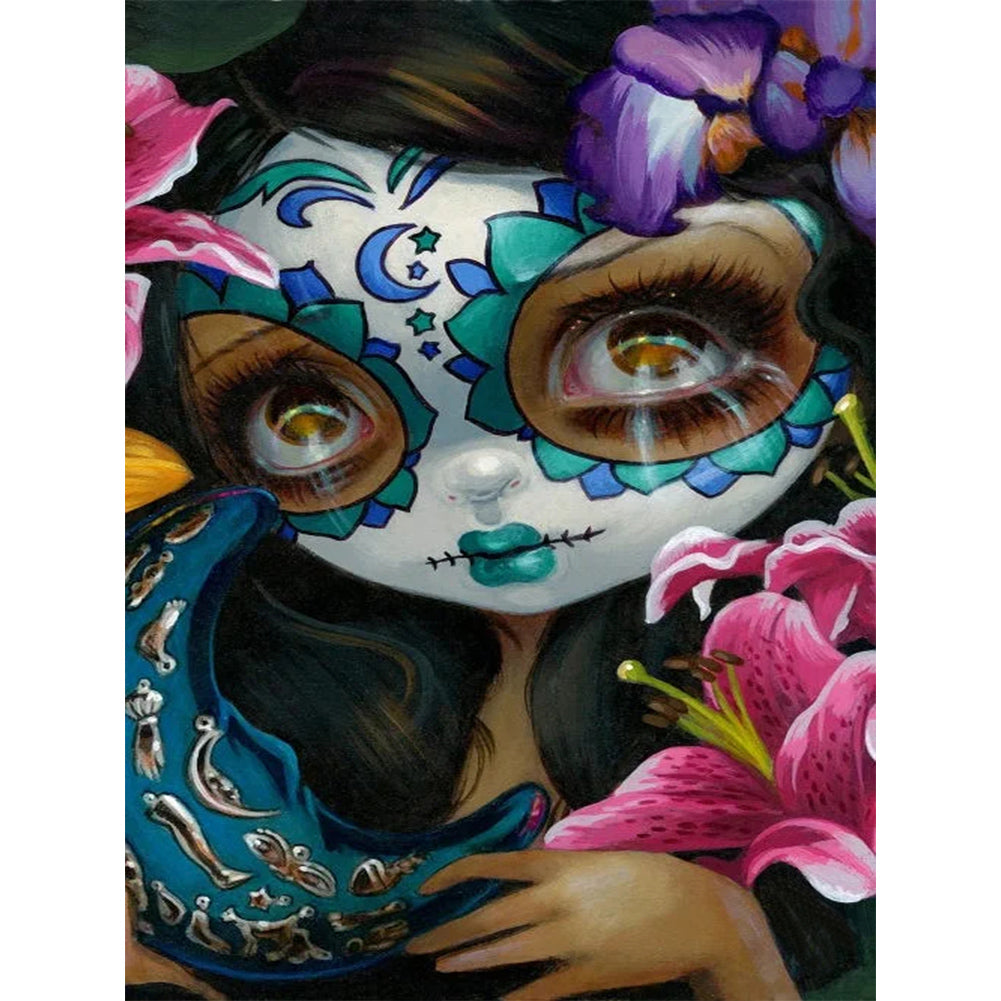 Diamond Painting - Full Round - Day Of The Dead Big-Eyed Girl (30*40CM)