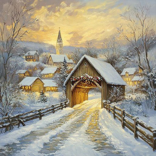 Diamond Painting - Full Round - Snowy village (30*30CM)