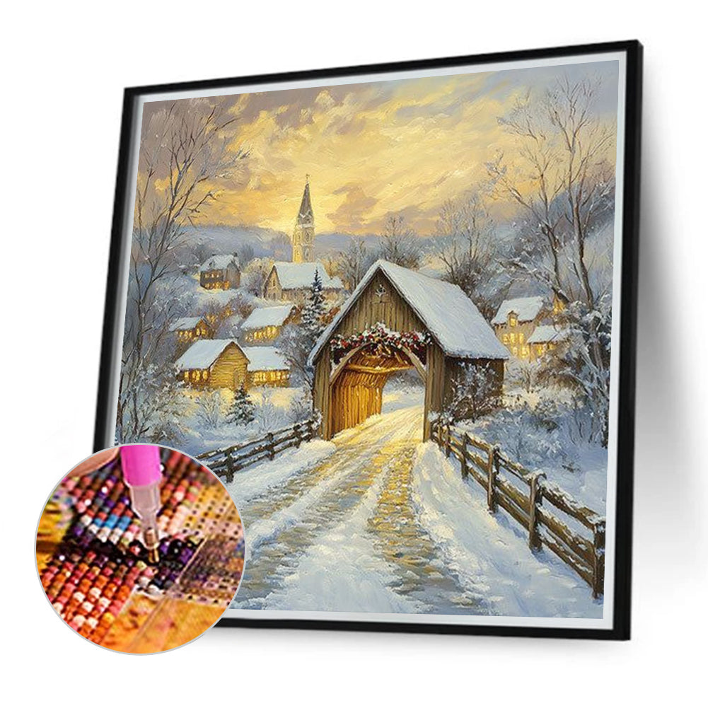 Diamond Painting - Full Round - Snowy village (30*30CM)