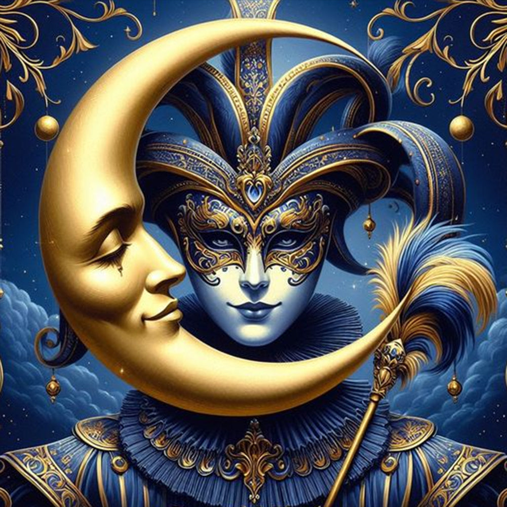 Diamond Painting - Full Round - Abstract crescent moon (30*30CM)