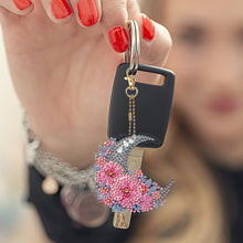 Load image into Gallery viewer, 6Pcs Acrylic Double Sided Moon Flower Diamond Painting Keychain for Bag Decor
