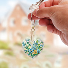 Load image into Gallery viewer, 6Pcs Acrylic Double Sided Heart Flower Diamond Painting Keychain for Bag Decor
