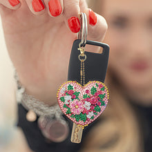 Load image into Gallery viewer, 6Pcs Acrylic Double Sided Heart Flower Diamond Painting Keychain for Bag Decor
