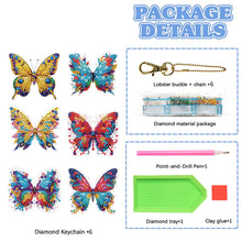 Load image into Gallery viewer, 6Pcs Acrylic Double Sided Butterfly Diamond Painting Keychain for Bag Decor
