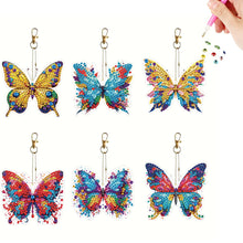 Load image into Gallery viewer, 6Pcs Acrylic Double Sided Butterfly Diamond Painting Keychain for Bag Decor
