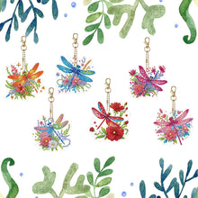 Load image into Gallery viewer, 6Pcs Acrylic Double Sided Dragonfly Diamond Painting Keychain for Bag Decor

