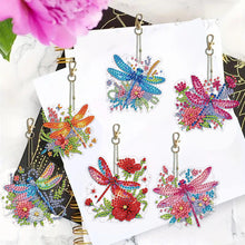 Load image into Gallery viewer, 6Pcs Acrylic Double Sided Dragonfly Diamond Painting Keychain for Bag Decor
