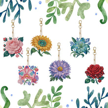 Load image into Gallery viewer, 6Pcs Acrylic Double Sided Flower Diamond Painting Keychain for Bag Decor
