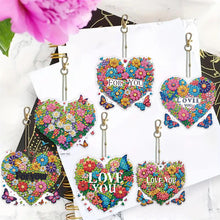 Load image into Gallery viewer, 6Pcs Acrylic Double Sided Heart Diamond Painting Keychain for Bag Decor

