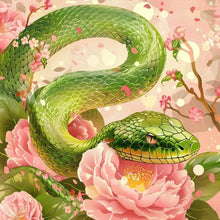Load image into Gallery viewer, Diamond Painting - Full Round - Green Bamboo Snake Peony Flower (30*30CM)
