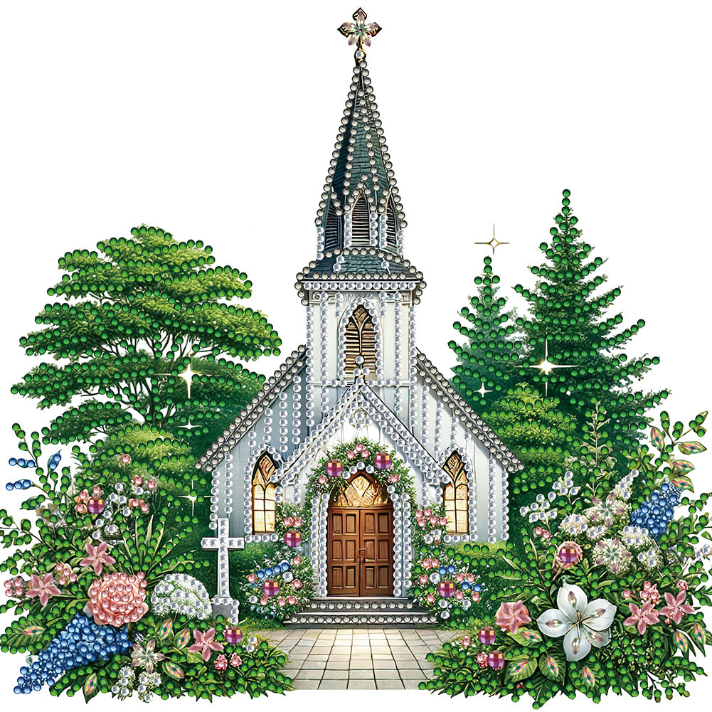Diamond Painting - Partial Special Shaped - church (30*30CM)