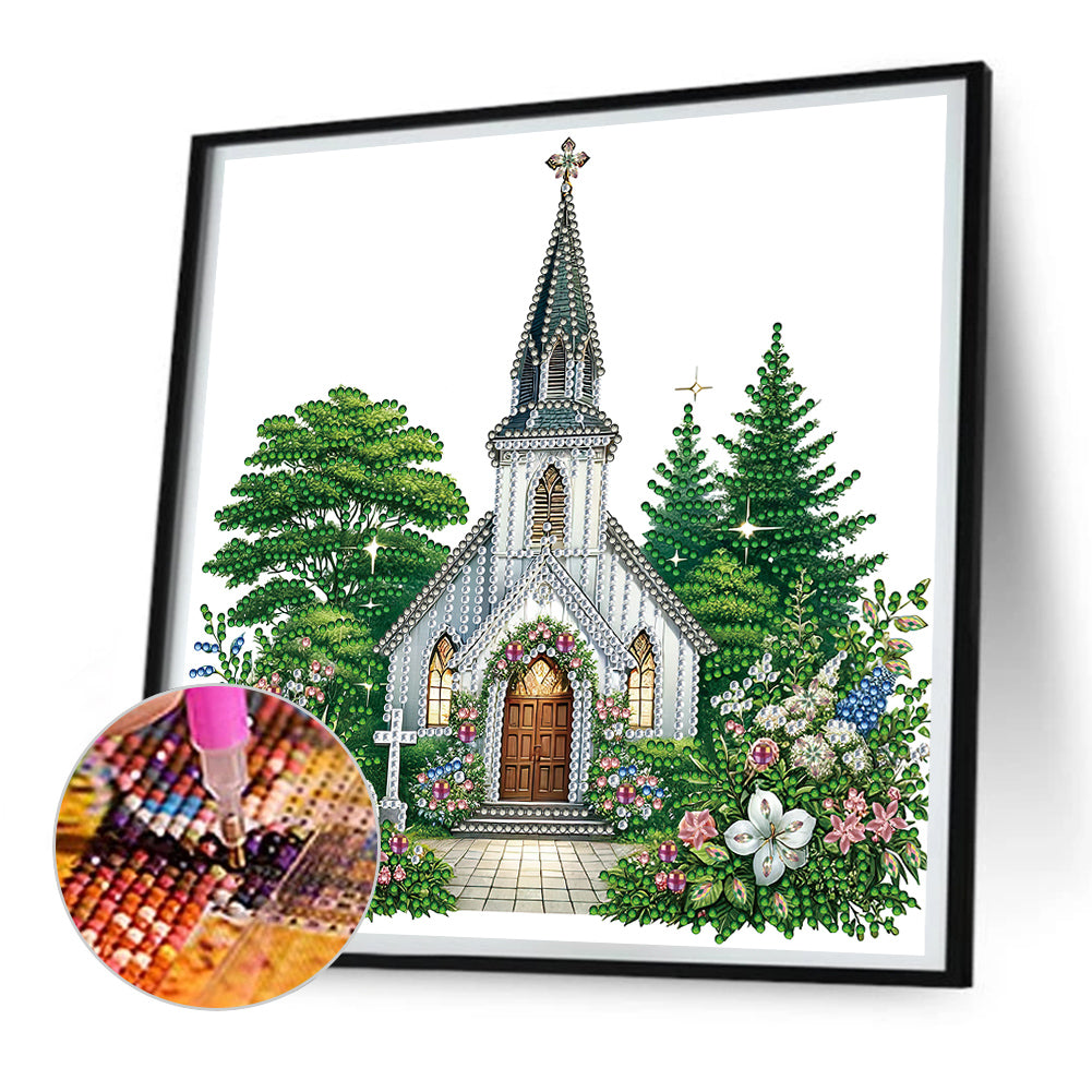 Diamond Painting - Partial Special Shaped - church (30*30CM)