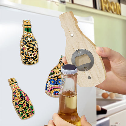 Wooden Cat Diamond Painting Bottle Opener Helper Rhinestones Bottle Opening Tool