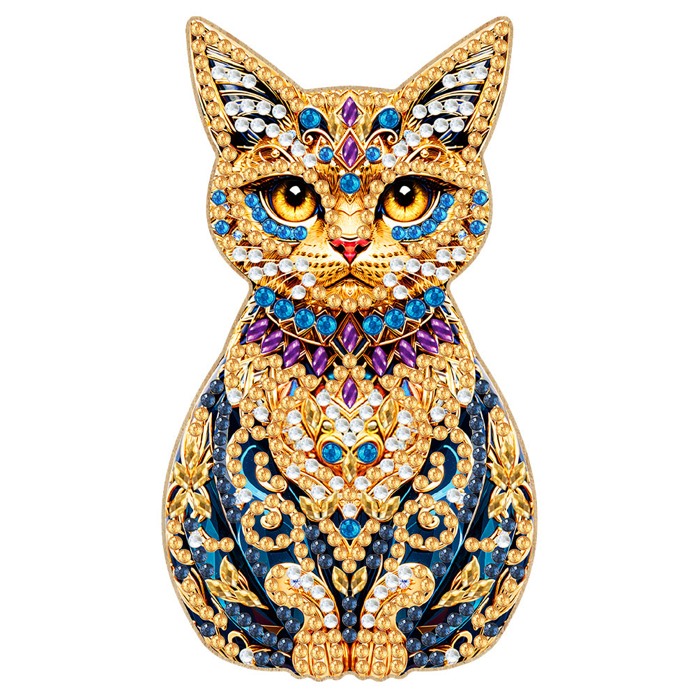 Wooden Cat Diamond Painting Bottle Opener Helper Rhinestones Bottle Opening Tool