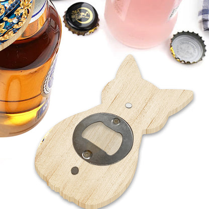 Wooden Cat Diamond Painting Bottle Opener Helper Rhinestones Bottle Opening Tool