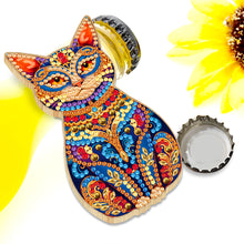 Load image into Gallery viewer, Wooden Cat Diamond Painting Bottle Opener Helper Rhinestones Bottle Opening Tool
