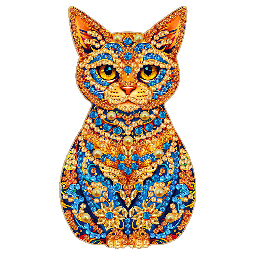 Wooden Cat Diamond Painting Bottle Opener Helper Rhinestones Bottle Opening Tool