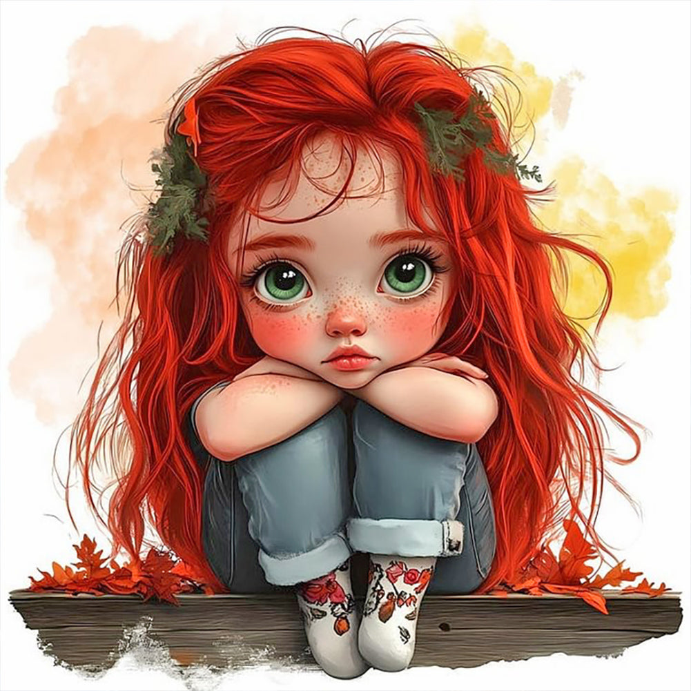 Diamond Painting - Full Round - Cute big-eyed girl (40*40CM)